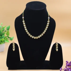 Charuratna Kundan Meena Single line Necklace Set | Minakari | Real Kundan