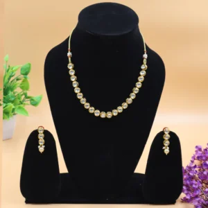 Charuratna Kundan Meena Single line Necklace Set | Minakari | Real Kundan