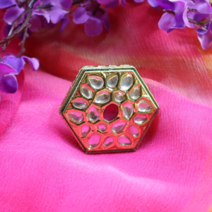 Charuratna Kundan Statement Ring | Hexagon Ring