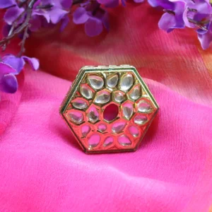 Charuratna Kundan Statement Ring | Hexagon Ring