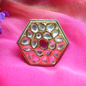 Charuratna Kundan Statement Ring | Hexagon Ring