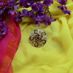 Aalekhya Flower Shaped Meenakari Ring with Intricate Jaal Work