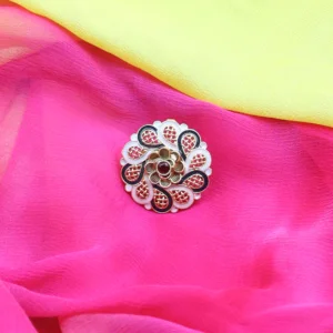 Aalekhya Flower Shaped Meenakari Ring with Intricate Jaal Work