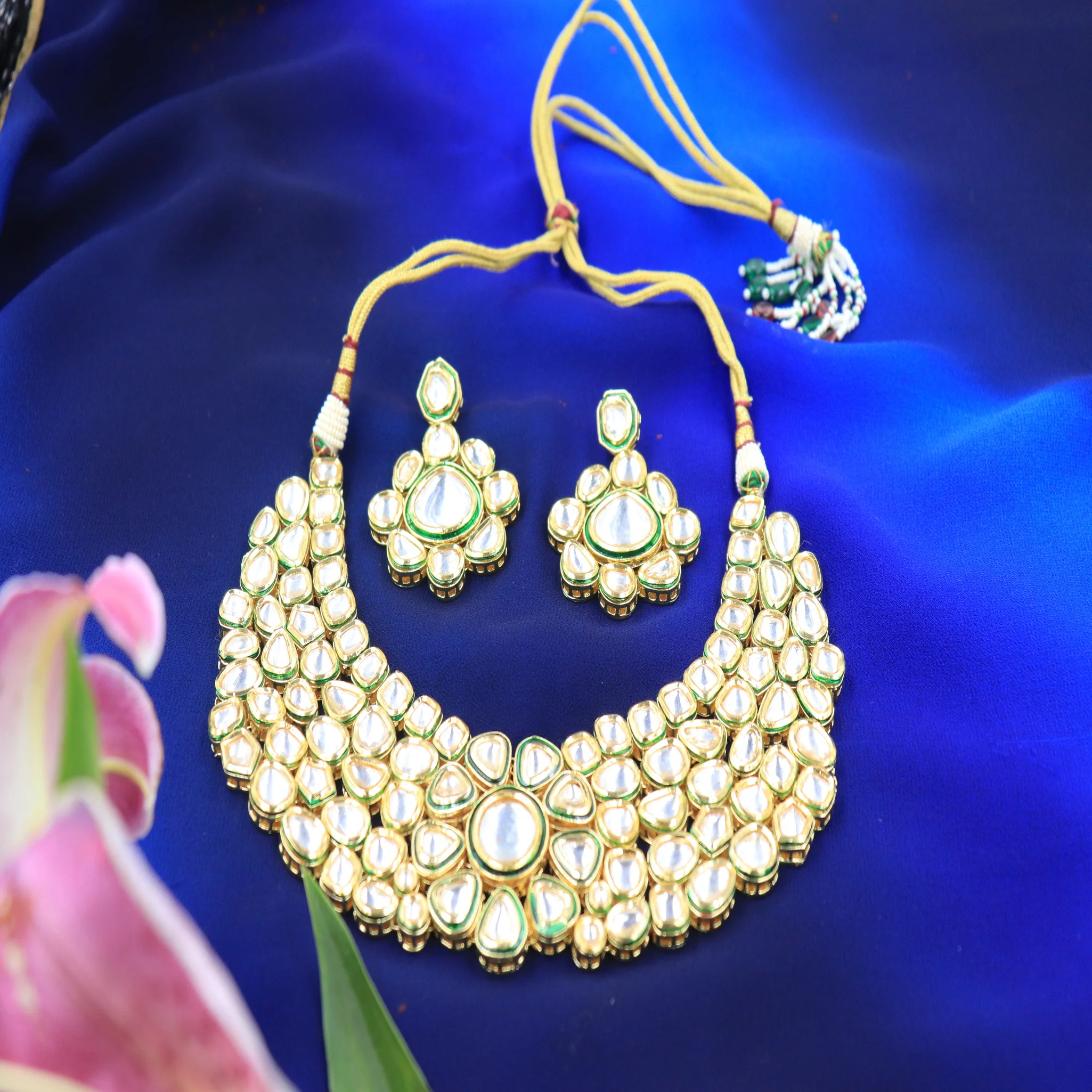 Kundan Meena Necklace Set