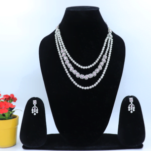 Abhedya Cubic ZIrconia Three Layer Necklace Set