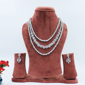 Abhedya Cubic ZIrconia Three Layer Necklace Set