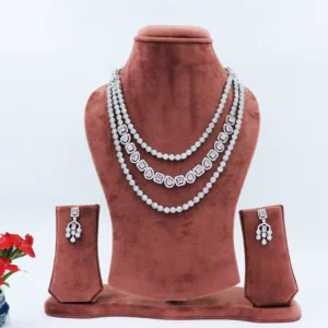 Abhedya Cubic ZIrconia Three Layer Necklace Set