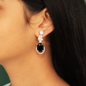 Striking Zirconia Earrings with Black stone