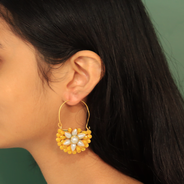 Yellow and White Pachi Hoops