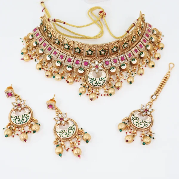 Gold and Meenakari Heavy CHoker Set