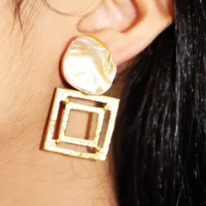 Mother of Pearl Indo Western Earrings in Gold Tone