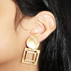 Mother of Pearl Indo Western Earrings in Gold Tone