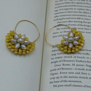 Mukta Traditional Pachi Hoops with White and Yellow Pearls