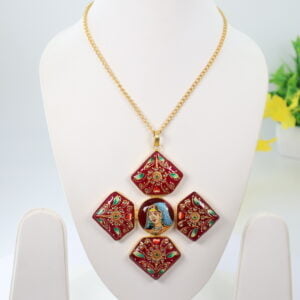 Chitra Statement Necklace with Tanjore Pendant