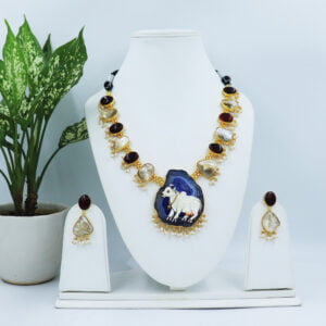 Chitra Statement Necklace Set with Tanjore Painting