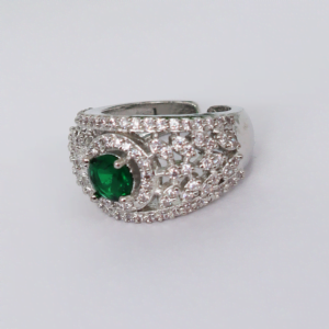 Abhedya Zircon and Green Stone Statement Ring