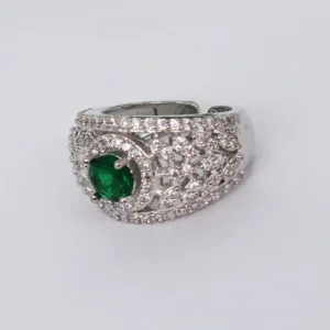 Abhedya Zircon and Green Stone Statement Ring