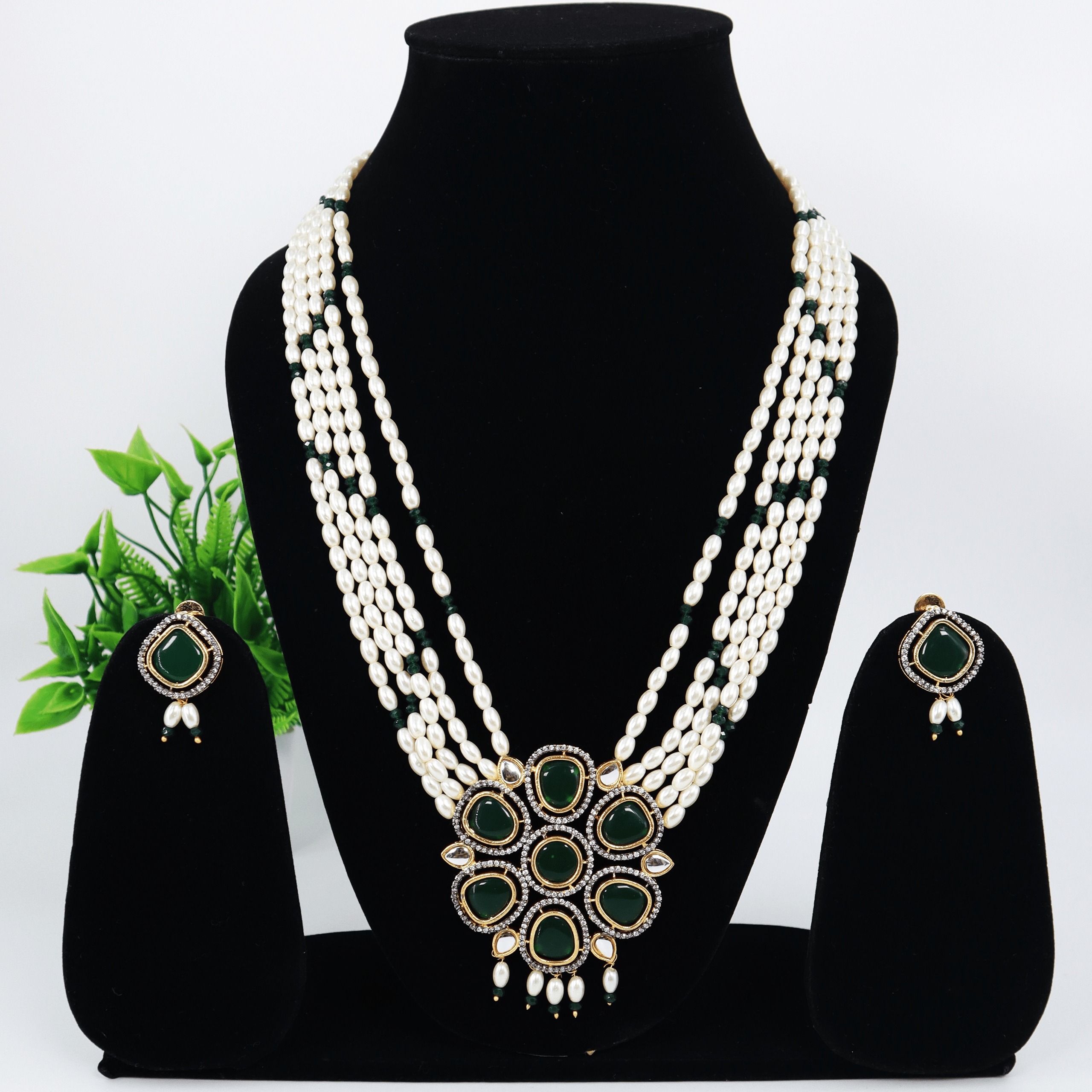 Buy Jfl - Jewellery For Less Gold Plated Fancy Beaded Side Kundan Pendant Necklace  Set With Cluster Pearl Beads Bangles For Women (Set Of 4) Online at Best  Prices in India - JioMart.